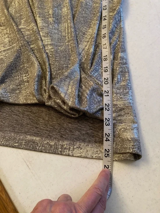 Anthropologie Metallic Taupe-Silver Draped Sleeveless Tank - Picture 7 of 7